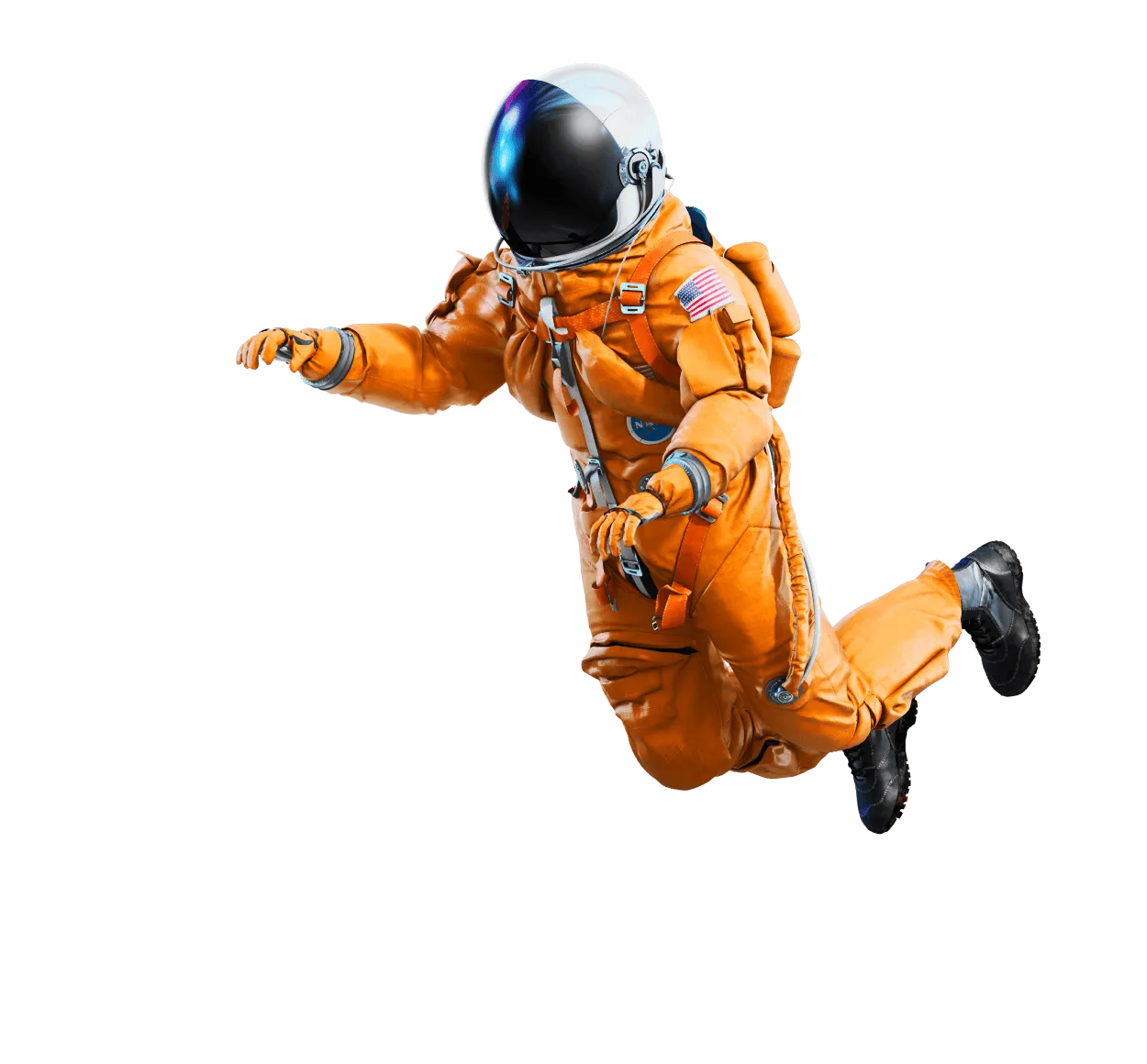 An astronaut floating